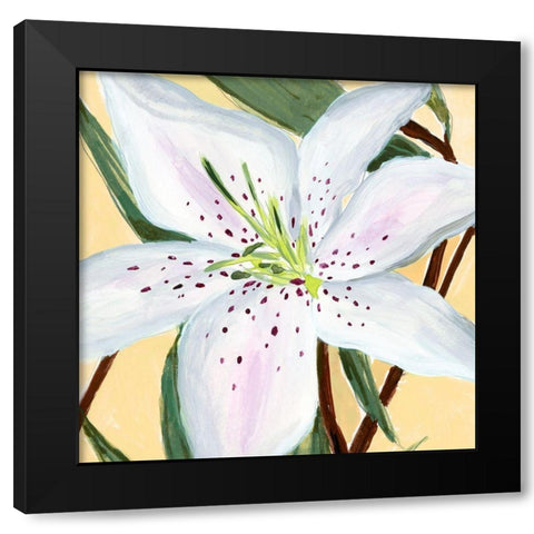 White Lily II Black Modern Wood Framed Art Print with Double Matting by Warren, Annie