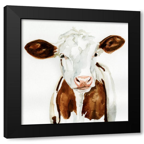 Cow Gaze I Black Modern Wood Framed Art Print with Double Matting by Barnes, Victoria