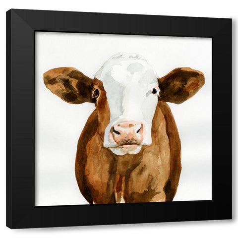 Cow Gaze II Black Modern Wood Framed Art Print with Double Matting by Barnes, Victoria