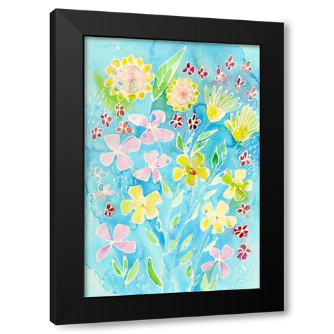Snappy Floral II Black Modern Wood Framed Art Print with Double Matting by Moore, Regina