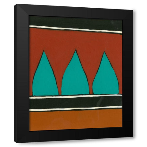 Rust and Teal Patterns II Black Modern Wood Framed Art Print by Moore, Regina