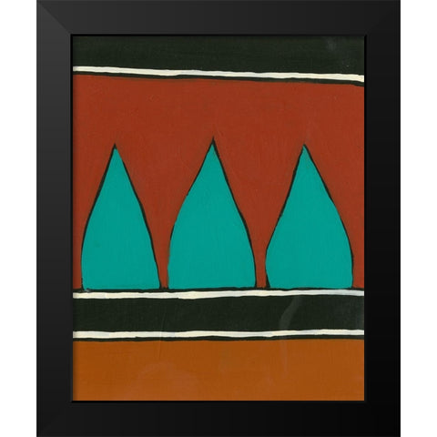 Rust and Teal Patterns II Black Modern Wood Framed Art Print by Moore, Regina