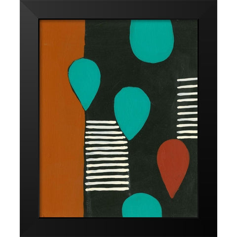 Rust and Teal Patterns III Black Modern Wood Framed Art Print by Moore, Regina