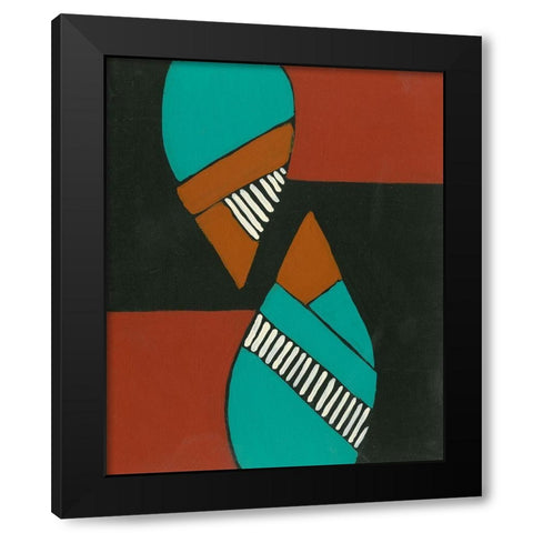 Rust and Teal Patterns VIII Black Modern Wood Framed Art Print with Double Matting by Moore, Regina