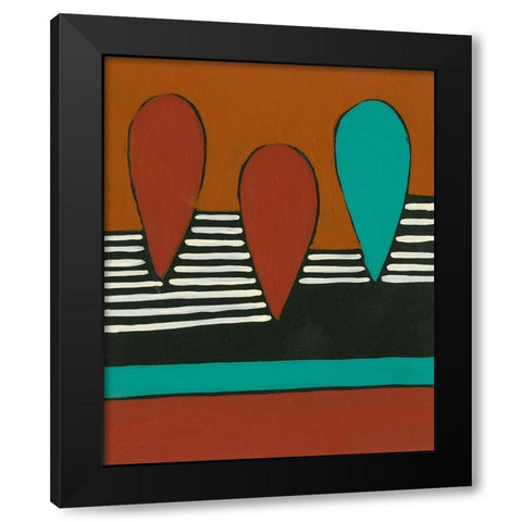 Rust and Teal Patterns X Black Modern Wood Framed Art Print by Moore, Regina