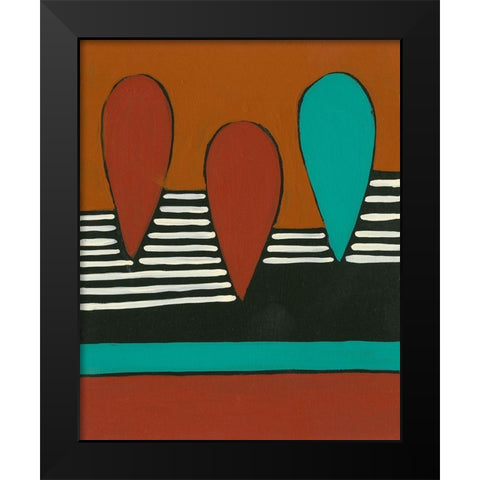 Rust and Teal Patterns X Black Modern Wood Framed Art Print by Moore, Regina