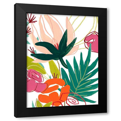 Tropical Confetti I Black Modern Wood Framed Art Print by Vess, June Erica