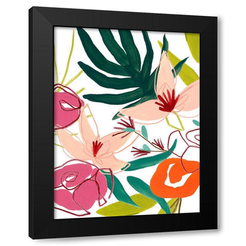 Tropical Confetti II Black Modern Wood Framed Art Print by Vess, June Erica