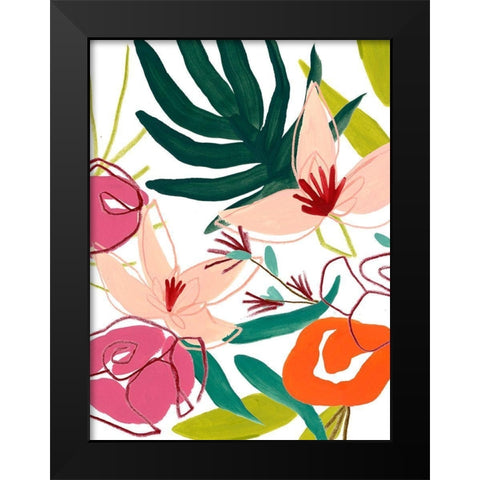 Tropical Confetti II Black Modern Wood Framed Art Print by Vess, June Erica
