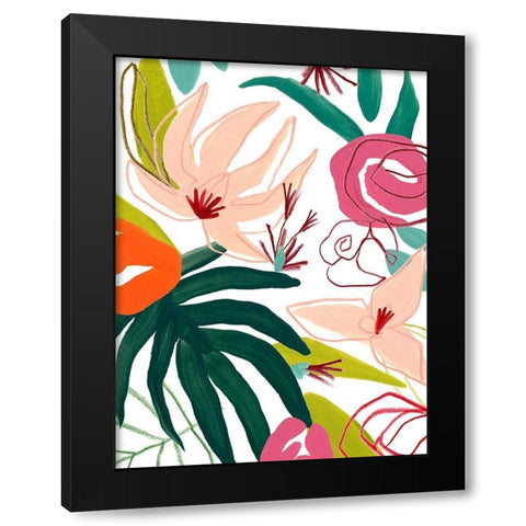 Tropical Confetti III Black Modern Wood Framed Art Print by Vess, June Erica