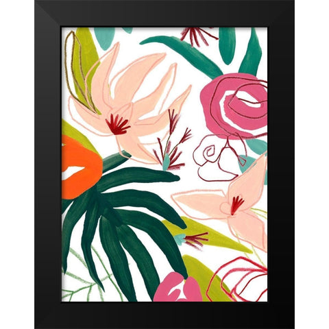 Tropical Confetti III Black Modern Wood Framed Art Print by Vess, June Erica