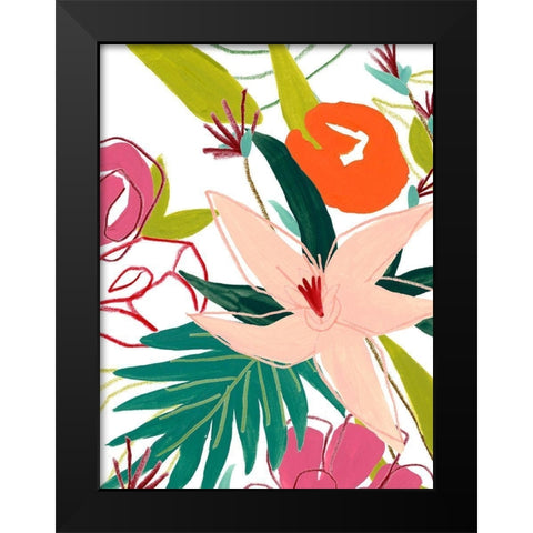 Tropical Confetti IV Black Modern Wood Framed Art Print by Vess, June Erica