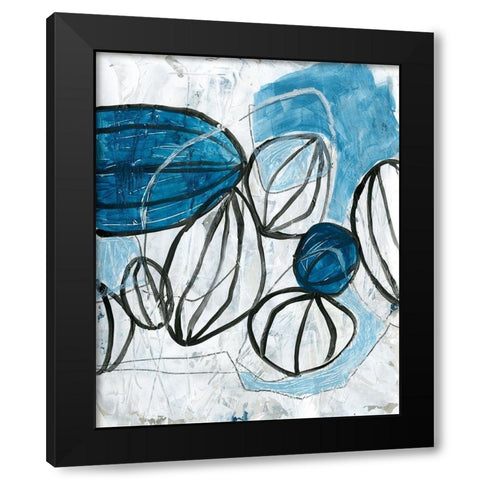 Blue Lanterns II Black Modern Wood Framed Art Print by Vess, June Erica