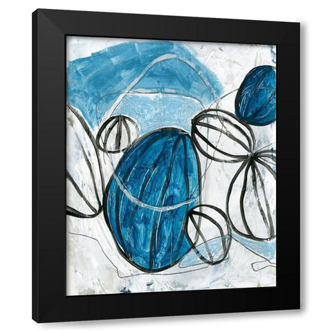 Blue Lanterns III Black Modern Wood Framed Art Print by Vess, June Erica