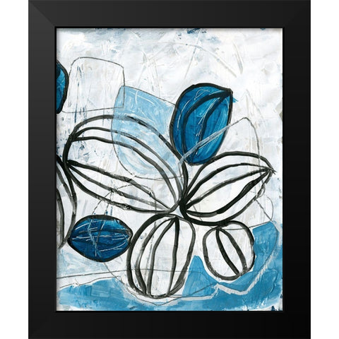 Blue Lanterns IV Black Modern Wood Framed Art Print by Vess, June Erica