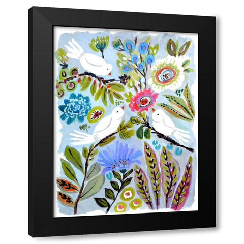 Bird Love I Black Modern Wood Framed Art Print with Double Matting by Fields, Karen