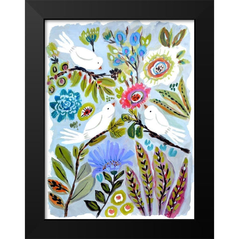 Bird Love I Black Modern Wood Framed Art Print by Fields, Karen