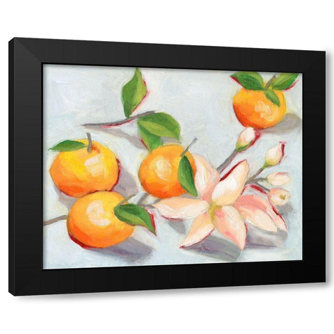 Tangerine Blossoms I Black Modern Wood Framed Art Print with Double Matting by Wang, Melissa