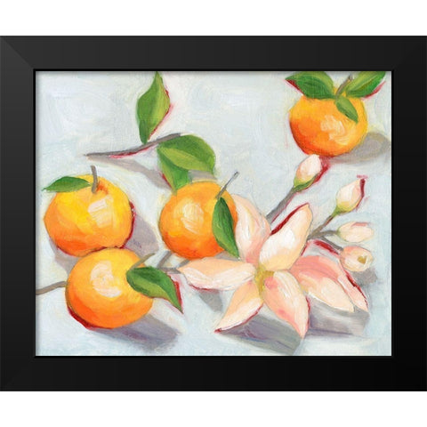 Tangerine Blossoms I Black Modern Wood Framed Art Print by Wang, Melissa
