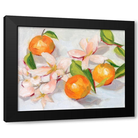 Tangerine Blossoms II Black Modern Wood Framed Art Print with Double Matting by Wang, Melissa