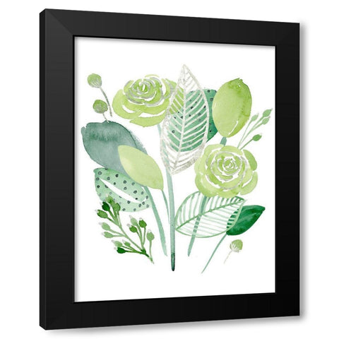 Green Portrait I Black Modern Wood Framed Art Print with Double Matting by Wang, Melissa