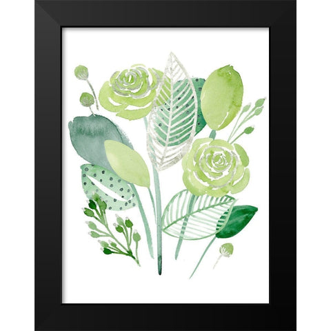 Green Portrait I Black Modern Wood Framed Art Print by Wang, Melissa