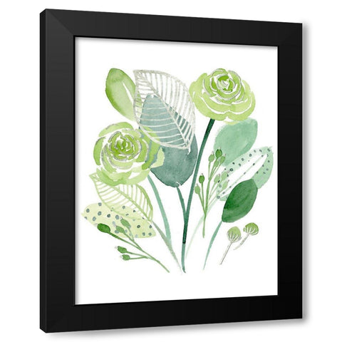 Green Portrait II Black Modern Wood Framed Art Print with Double Matting by Wang, Melissa