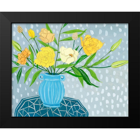 Flowers in Vase II Black Modern Wood Framed Art Print by Wang, Melissa