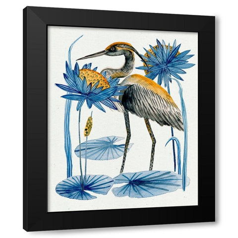 Heron Pond I Black Modern Wood Framed Art Print with Double Matting by Wang, Melissa