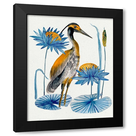 Heron Pond II Black Modern Wood Framed Art Print with Double Matting by Wang, Melissa