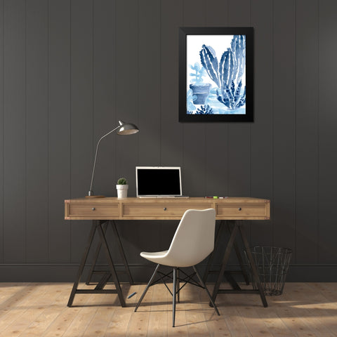 Indigo Succulent I Black Modern Wood Framed Art Print by Vess, June Erica