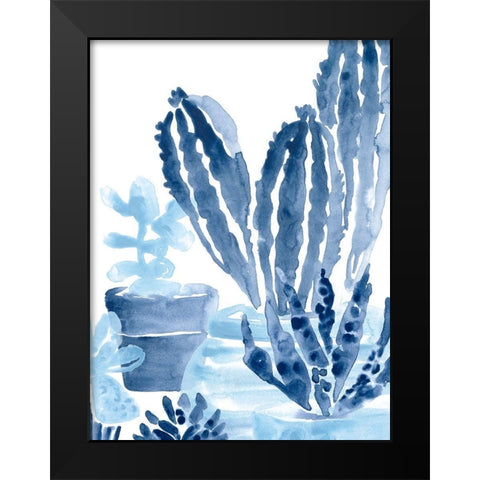 Indigo Succulent I Black Modern Wood Framed Art Print by Vess, June Erica