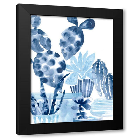 Indigo Succulent II Black Modern Wood Framed Art Print with Double Matting by Vess, June Erica