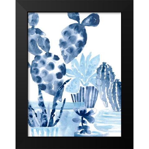 Indigo Succulent II Black Modern Wood Framed Art Print by Vess, June Erica