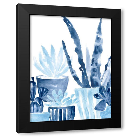 Indigo Succulent III Black Modern Wood Framed Art Print with Double Matting by Vess, June Erica