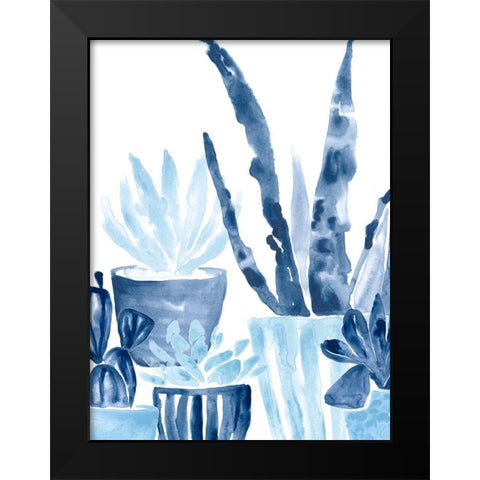 Indigo Succulent III Black Modern Wood Framed Art Print by Vess, June Erica