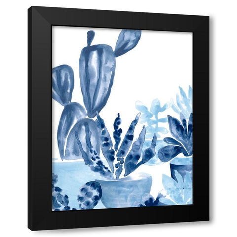 Indigo Succulent IV Black Modern Wood Framed Art Print with Double Matting by Vess, June Erica