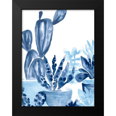 Indigo Succulent IV Black Modern Wood Framed Art Print by Vess, June Erica