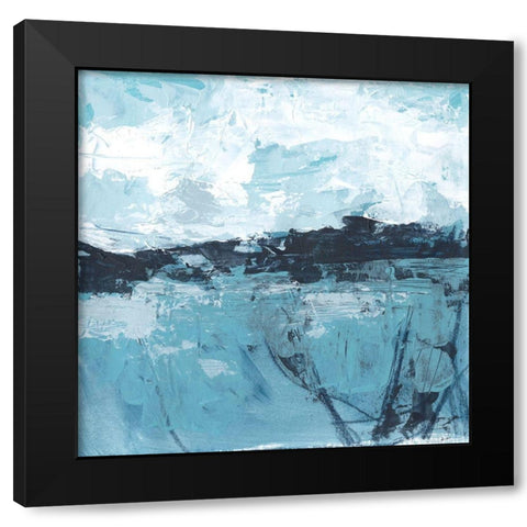 Blue Coast Abstract I Black Modern Wood Framed Art Print with Double Matting by Vess, June Erica