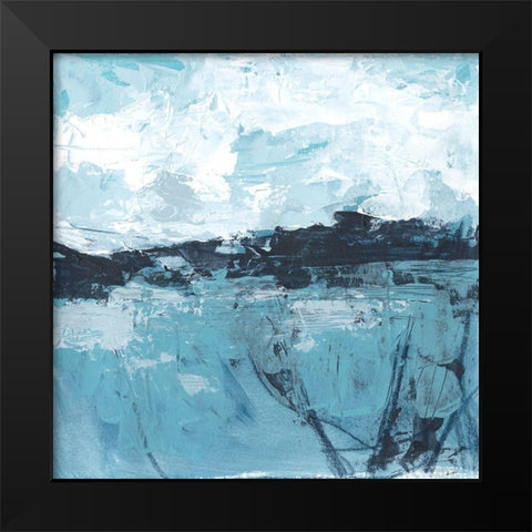 Blue Coast Abstract I Black Modern Wood Framed Art Print by Vess, June Erica