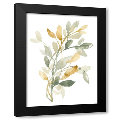 Sage and Sienna Leaves II Black Modern Wood Framed Art Print by Goldberger, Jennifer