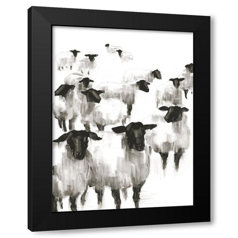 Counting Sheep II Black Modern Wood Framed Art Print by Harper, Ethan