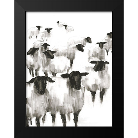 Counting Sheep II Black Modern Wood Framed Art Print by Harper, Ethan