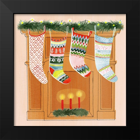 Christmas Stockings I Black Modern Wood Framed Art Print by Popp, Grace