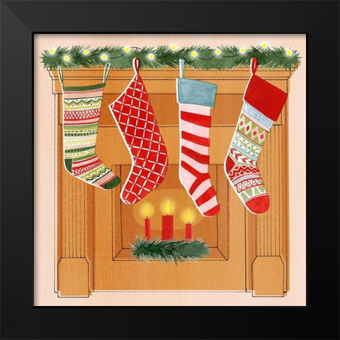 Christmas Stockings II Black Modern Wood Framed Art Print by Popp, Grace