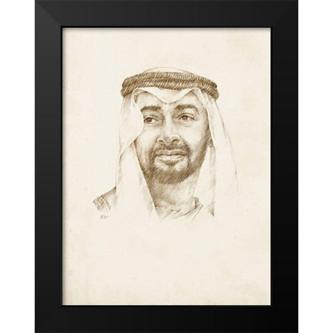 Sheikh Mohammed bin Zayed Al Nahyan Black Modern Wood Framed Art Print by Harper, Ethan