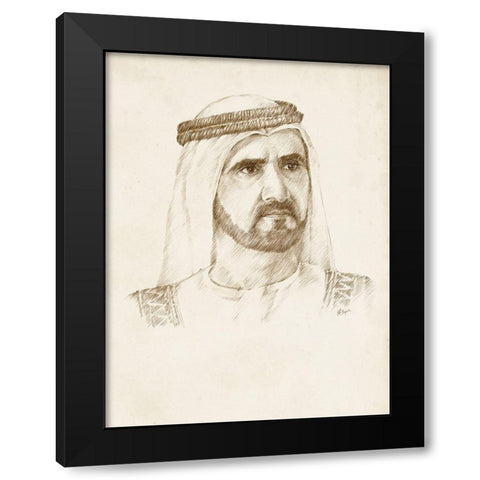 Sheikh Mohammed bin Rashid Al Maktoum Black Modern Wood Framed Art Print with Double Matting by Harper, Ethan