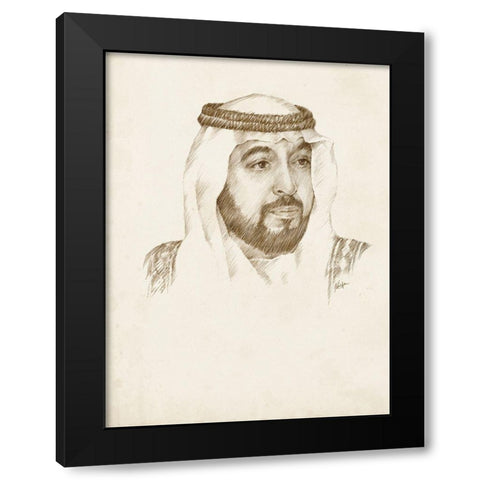 Sheikh Khalifa bin Zayed Al Nahyan Black Modern Wood Framed Art Print with Double Matting by Harper, Ethan