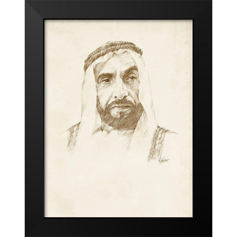 Late Sheikh Zayed bin Sultan Al Nahyan Black Modern Wood Framed Art Print by Harper, Ethan