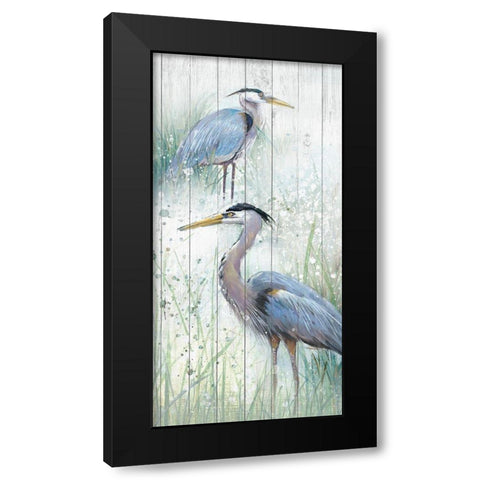 Seaside Heron Pair II Black Modern Wood Framed Art Print with Double Matting by Studio W